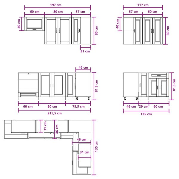 Кухненски единица PORTO 8 pcs Дъб артизан Инженерна дървесина