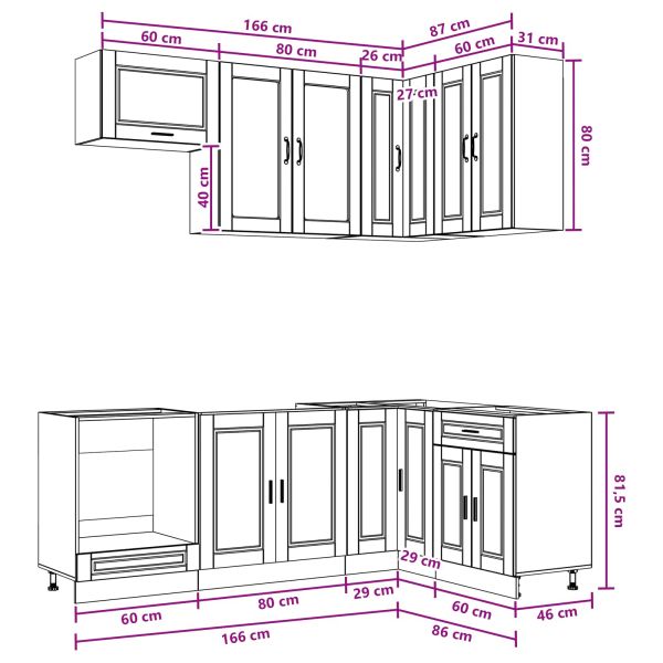 Кухненски единица PORTO 8 pcs Дъб артизан Инженерна дървесина