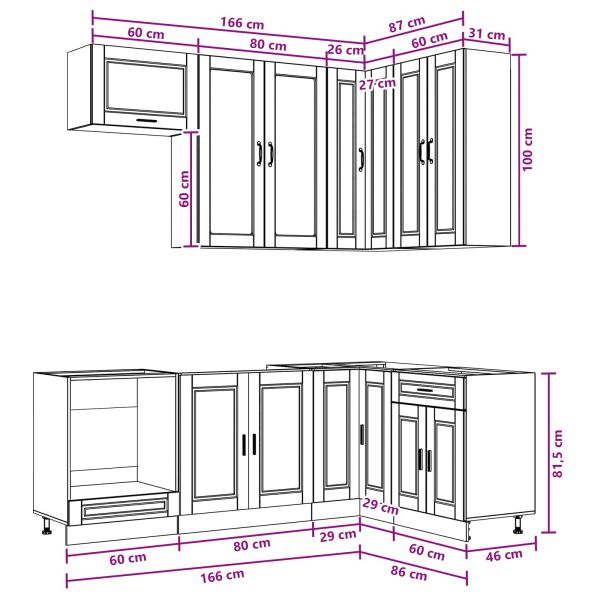 Кухненски единица PORTO 8 pcs Дъб сонома Инженерна дървесина
