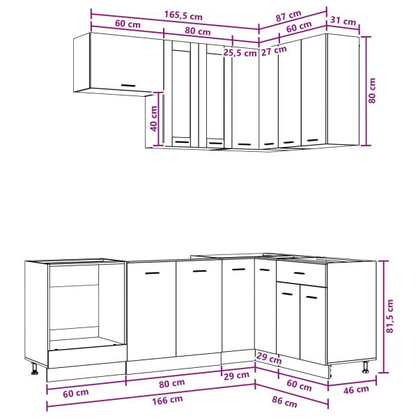 Кухненски единица LYON 8 pcs Дъб сонома Инженерна дървесина