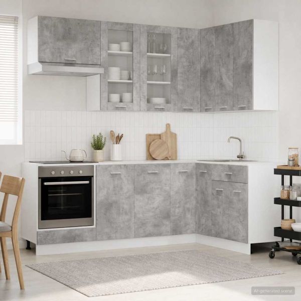 Кухненски единица LYON 8 pcs Бетонно сиво Инженерна дървесина
