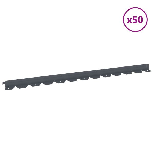Ограда за трева 50 pcs 102 x 4 x 4 см Стомана Антрацит
