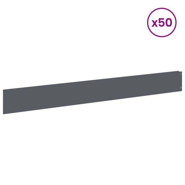 Ограда за трева 50 pcs 100 x 12 cm Стомана Антрацит
