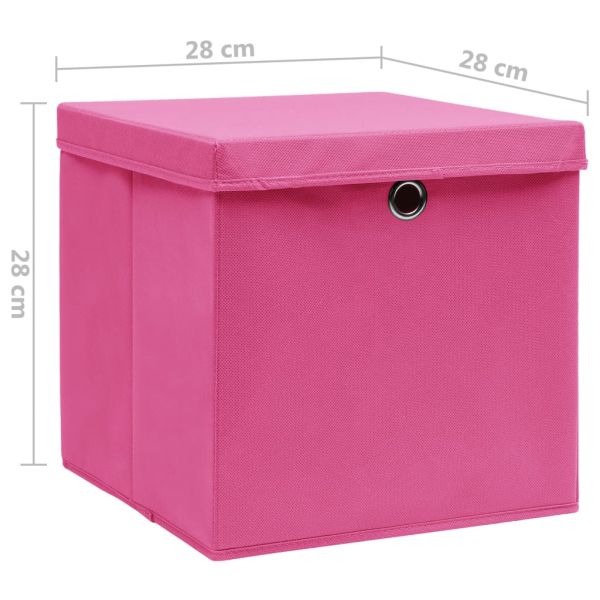 Кутии за съхранение с капаци 4 бр 28x28x28 см розови