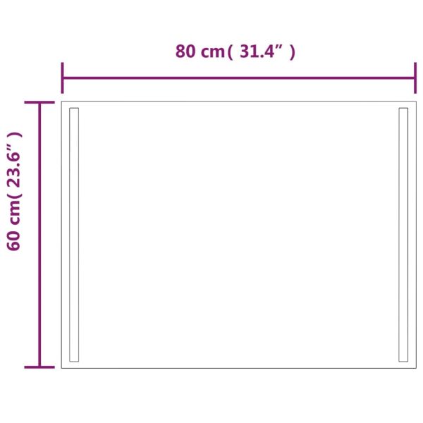 LED огледало за баня, 60x80 см