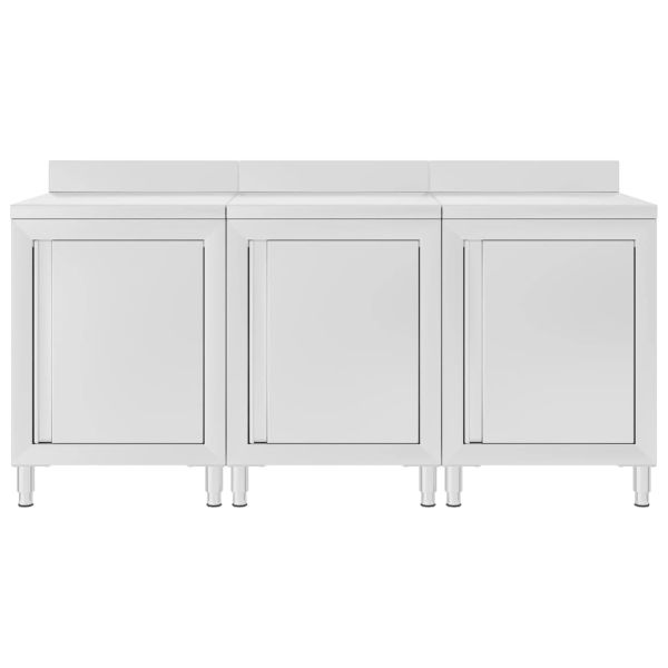 Търговска работна маса с шкаф 180x60x96 см неръждаема стомана