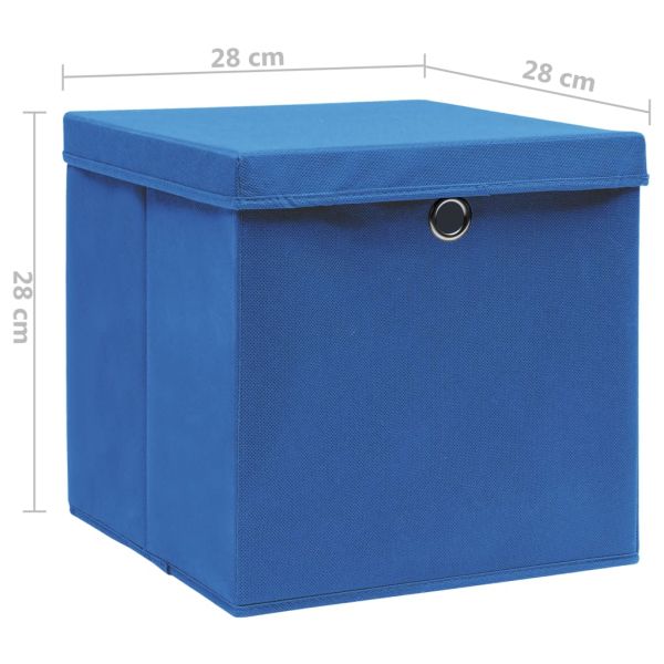 Кутии за съхранение с капаци 4 бр 28x28x28 см сини