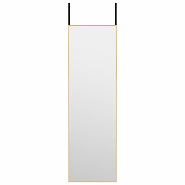 Огледало за врата, златисто, 30x100 см, стъкло и алуминий
