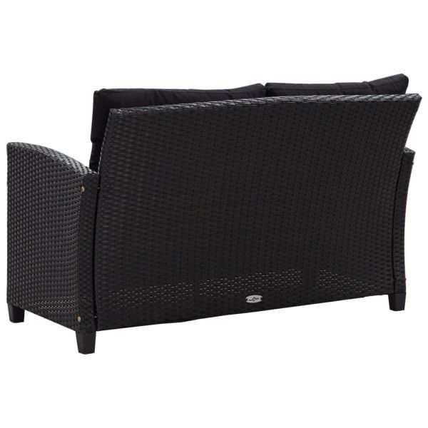 Градински трапезен комплект 3 части черни възглавници полиратан
