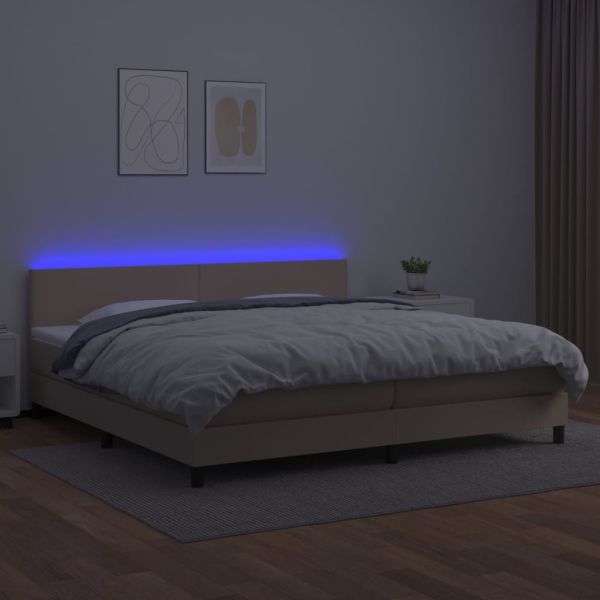 Боксспринг легло с матрак LED капучино 200x200 см
