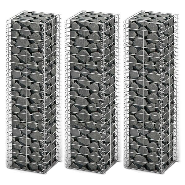 Комплект габиони, 3 бр, поцинкована тел, 25x25x100 см