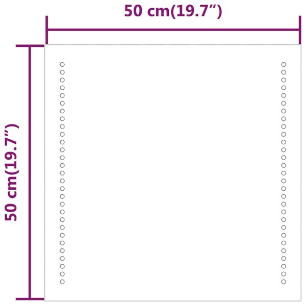 LED огледало за баня, 50x50 см