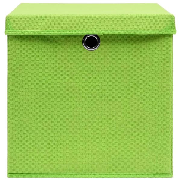 Кутии за съхранение с капаци 10 бр зелени 32x32x32 см плат