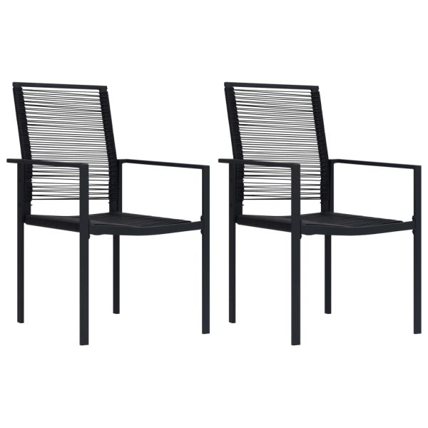 Градински столове, 2 бр, PVC ратан, черни