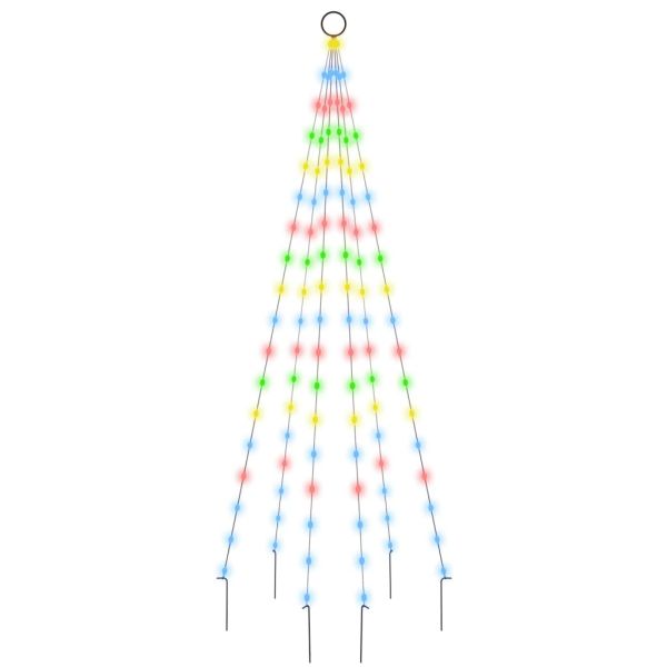 Коледна елха на флагщок, цветно, 108 LED, 180 см
