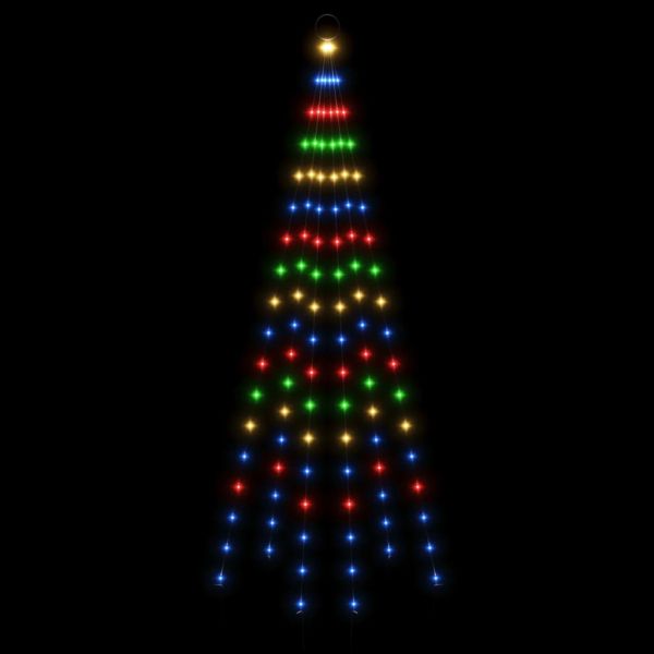 Коледна елха на флагщок, цветно, 108 LED, 180 см