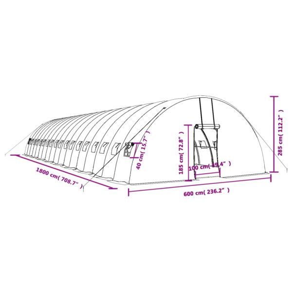 Оранжерия със стоманена рамка зелена 108 м² 18x6x2,85 м