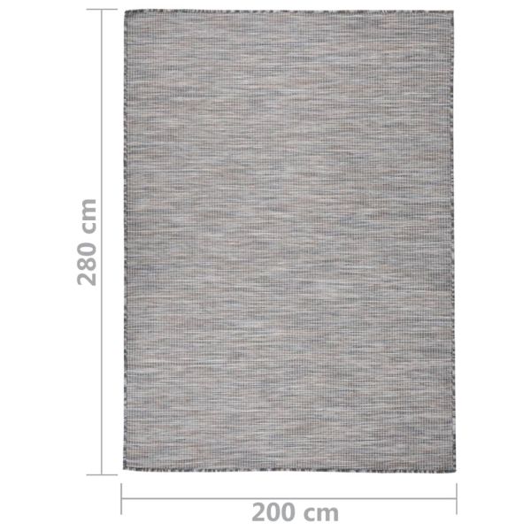 Градински плоскотъкан килим, 200x280 см, кафяво и синьо