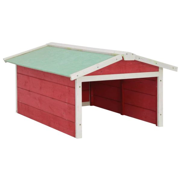 Гараж за роботизирана косачка, 72x87x50 см, червено и бяло, чам