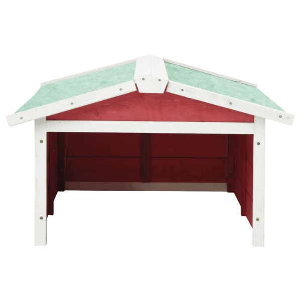 Гараж за роботизирана косачка, 72x87x50 см, червено и бяло, чам