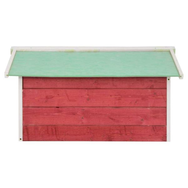 Гараж за роботизирана косачка, 72x87x50 см, червено и бяло, чам