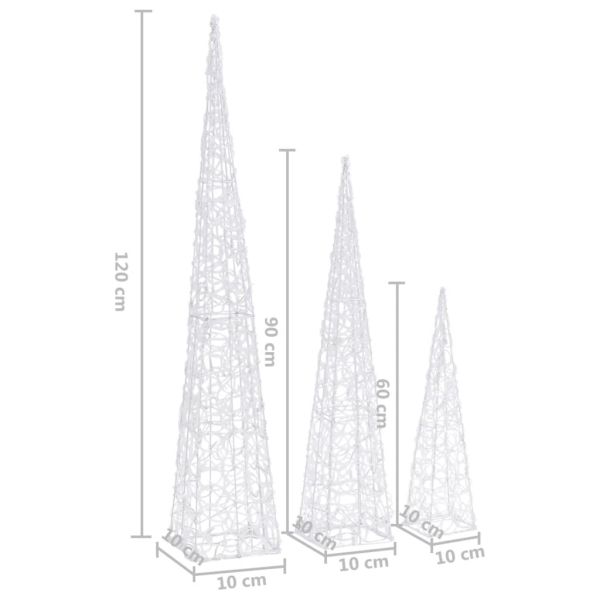 Комплект акрилни декоративни LED елхи конуси сини 60/90/120 см