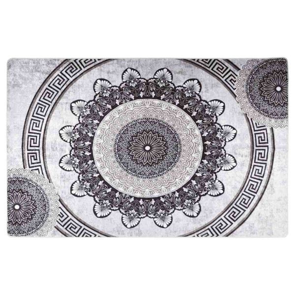 Килим, миещ се, 160x230 см, черно и сиво