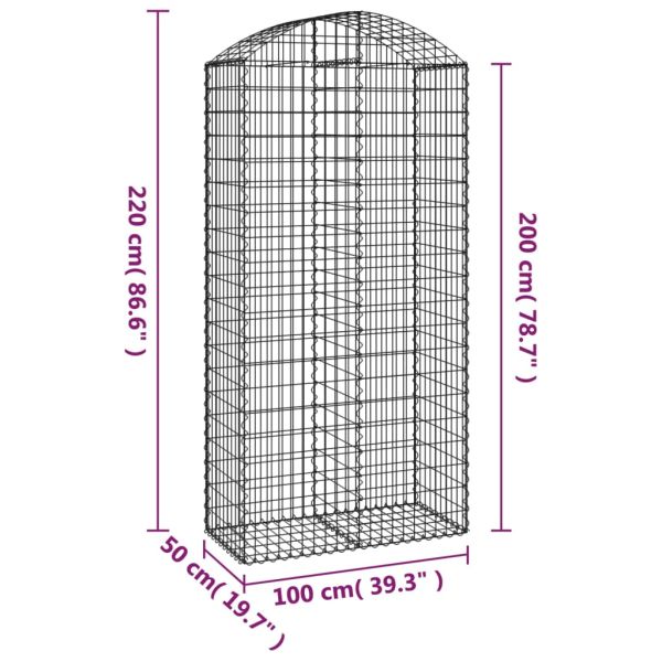 Дъговидна габионна кошница 100x50x200/220 см поцинковано желязо