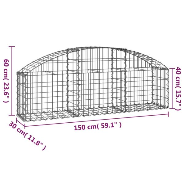 Дъговидна габионна кошница 150x30x40/60 см поцинковано желязо