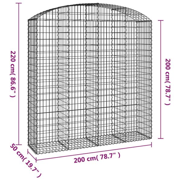 Дъговидна габионна кошница 200x50x200/220 см поцинковано желязо