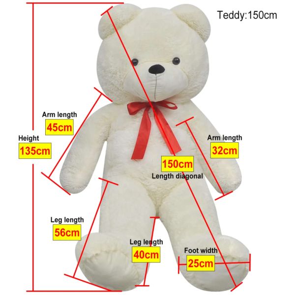 Мека плюшена играчка мече XXL бяло 135 см