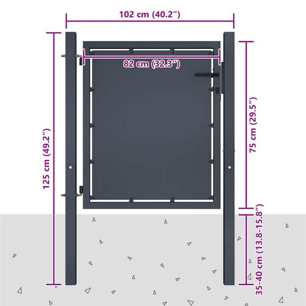 Градинска порта от стомана 100x75 см, антрацит