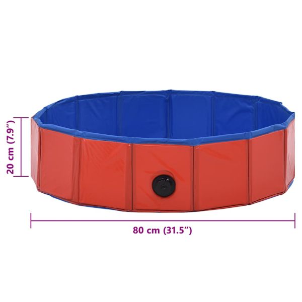 Сгъваем басейн за кучета, червен, 80x20 см, PVC