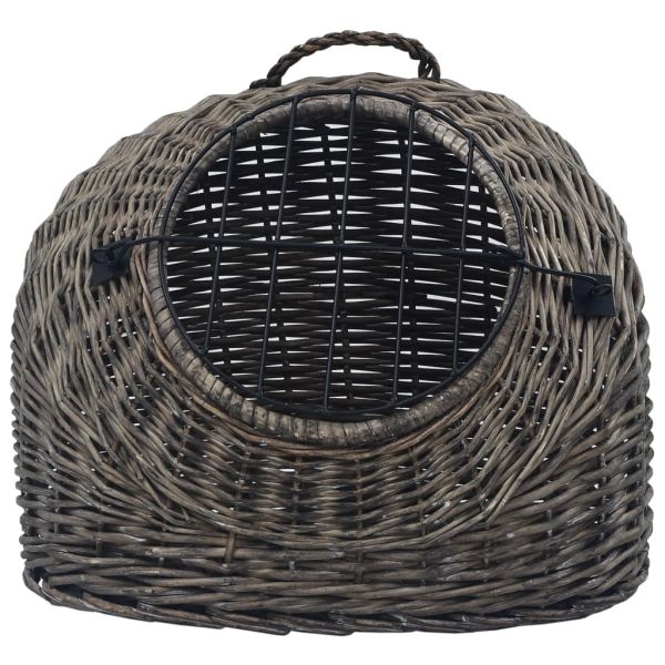 Транспортен кош за котки, сив, 45x35x35 см, естествена върба