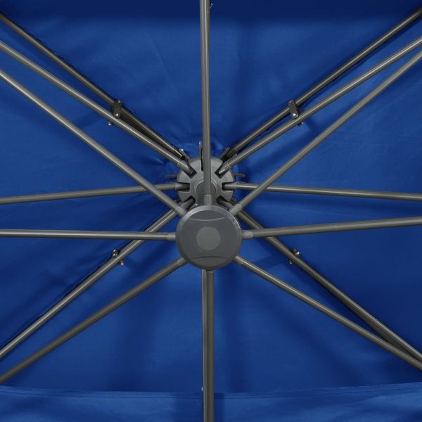 Конзолен градински чадър с двоен покрив, лазурносин, 400x300 см