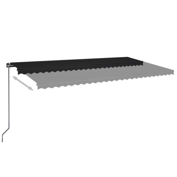 Ръчно прибиращ се сенник с LED, 600x350 см, антрацит