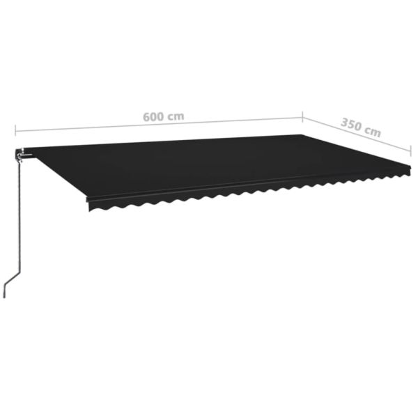Ръчно прибиращ се сенник с LED, 600x350 см, антрацит
