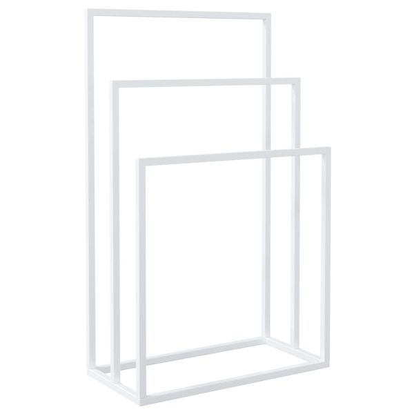 Свободностояща поставка за кърпи, бяла, 48x24x79 см, желязо