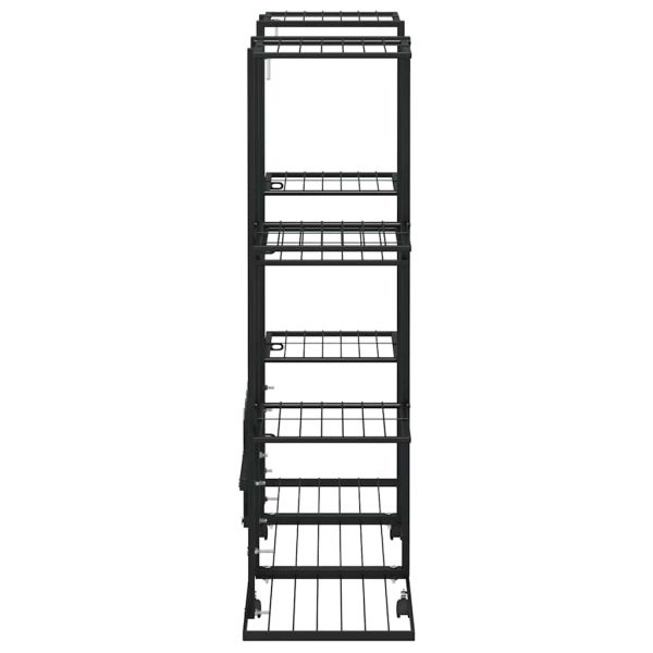 Стойка за цветя на колела 94,5x24,5x91,5 см черна желязо