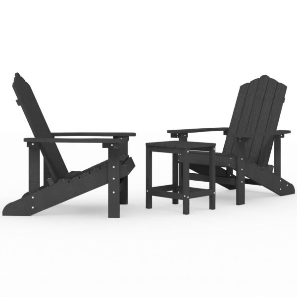Градински столове "Адирондак" с масичка, HDPE, антрацит