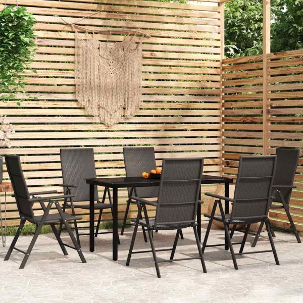 Градински трапезен комплект, 7 части, черен