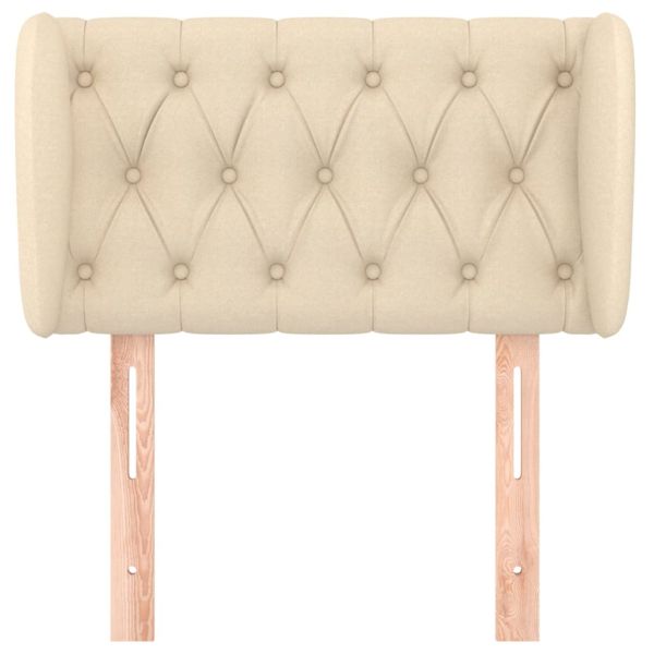 Горна табла за легло с уши, кремава, 83x23x78/88 см, плат