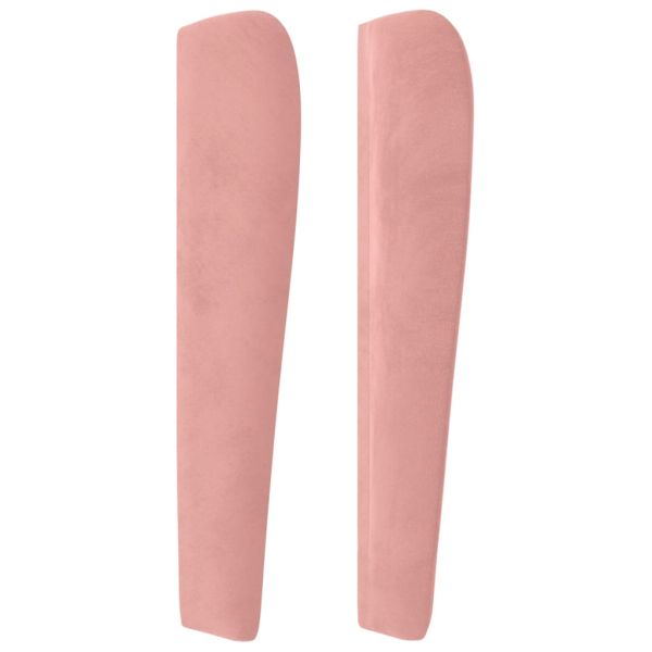 Горна табла за легло с уши, розова, 147x23x118/128 см, кадифе