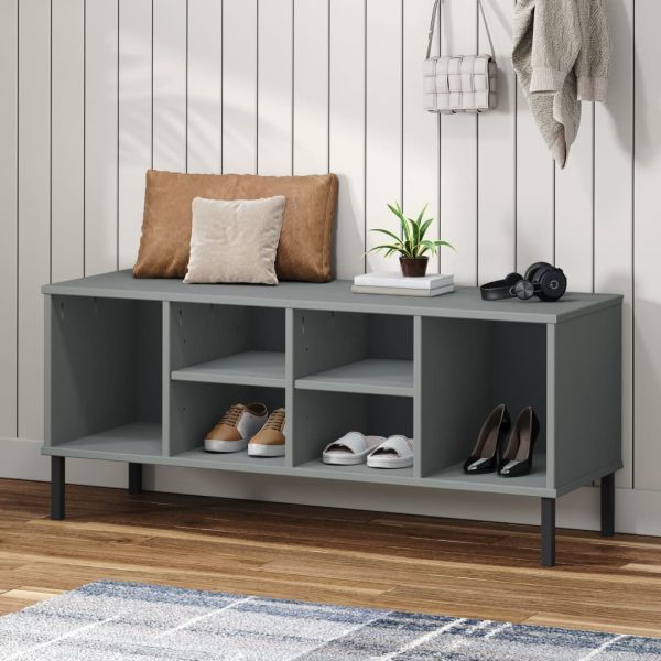 Етажерка за обувки с метални крака сива 106x35x45 см масив OSLO