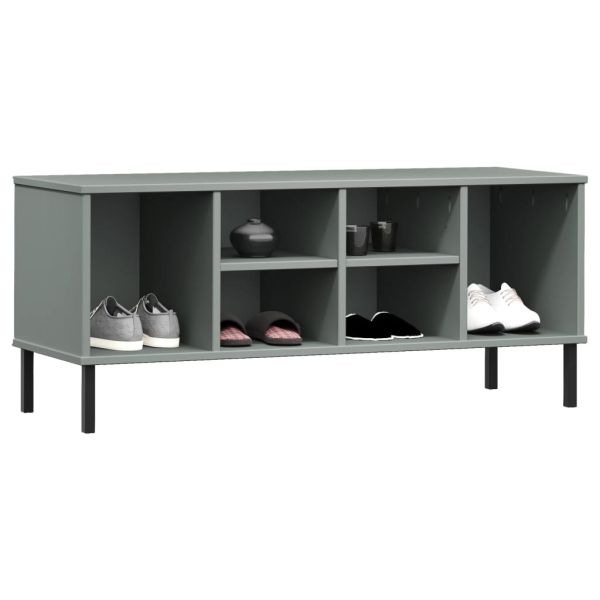 Етажерка за обувки с метални крака сива 106x35x45 см масив OSLO