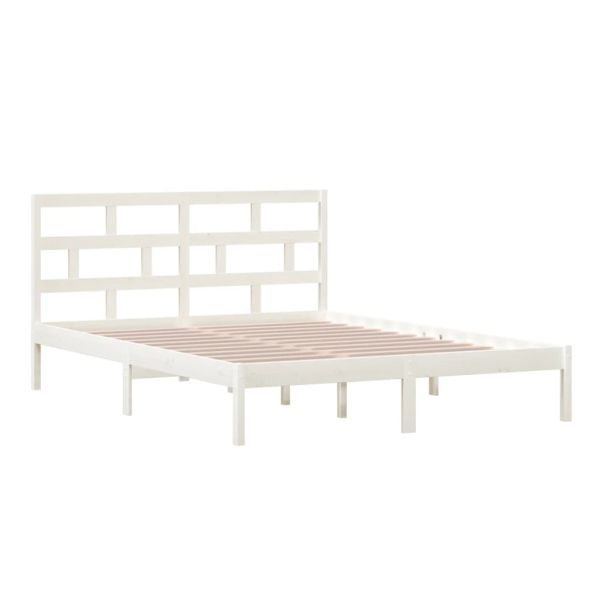 рамка за легло бяло 150x200 см King Size масивно дърво