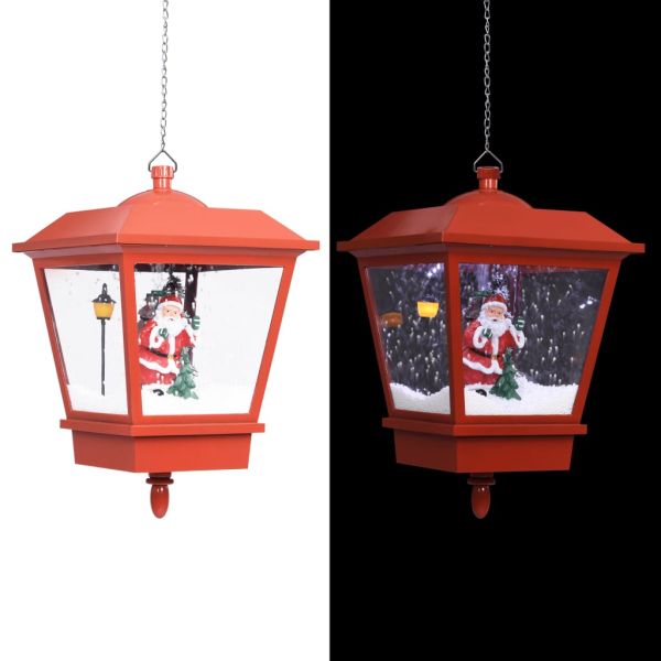 Коледна висяща LED лампа с Дядо Коледа, червена, 27x27x45 см