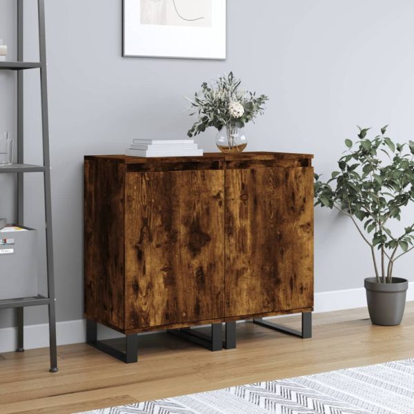 Бюфети 2 бр опушен дъб 40x35x70 см инженерно дърво