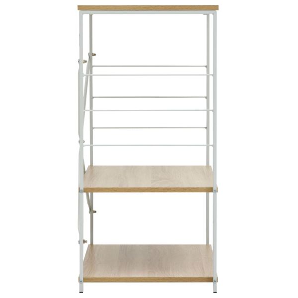 Шкаф за микровълнова бял и дъб 60x39,6x79,5 см инженерно дърво