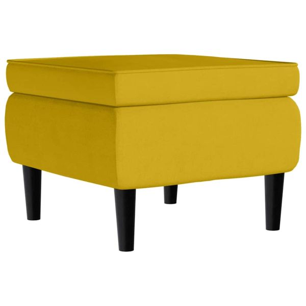 Фотьойл Wingback с табуретка, Горчица жълто, кадифе
